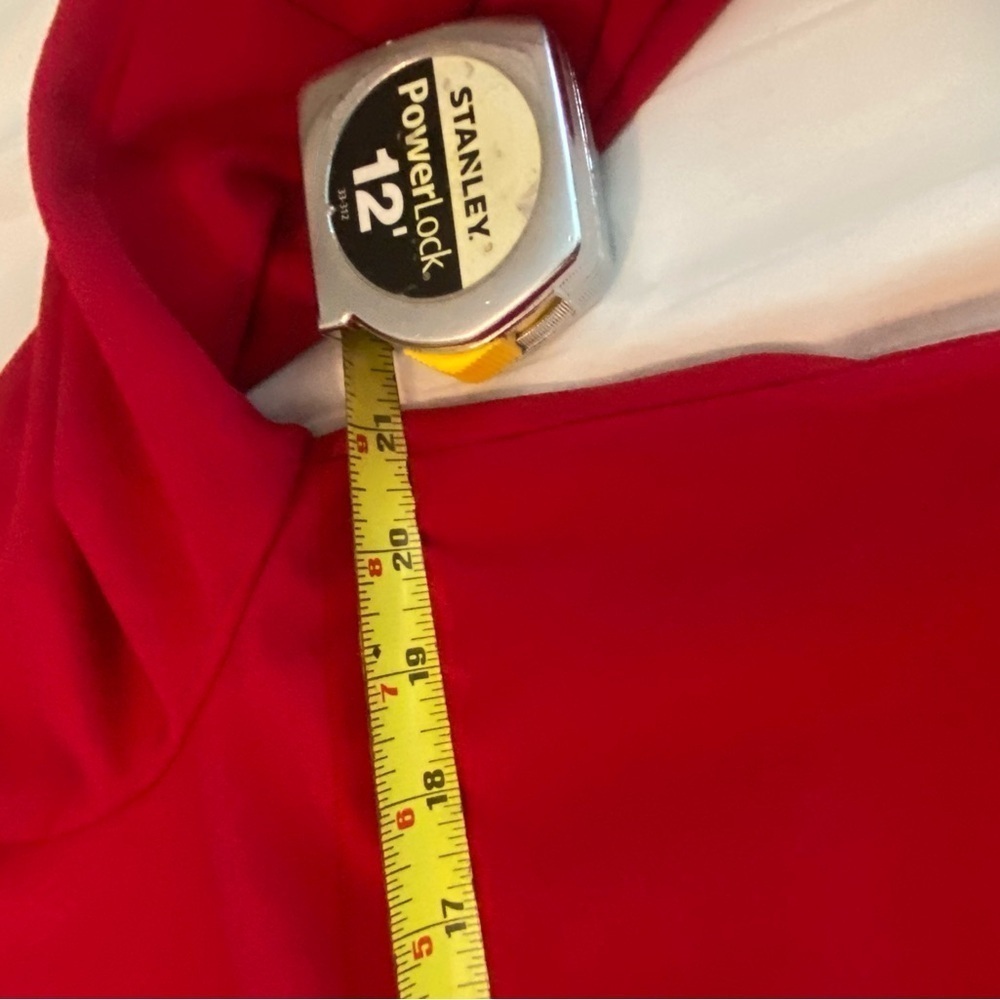 Antonio Melani 12 long bell sleeve red polyester blend stretch sheath dress. - Picture 7 of 8